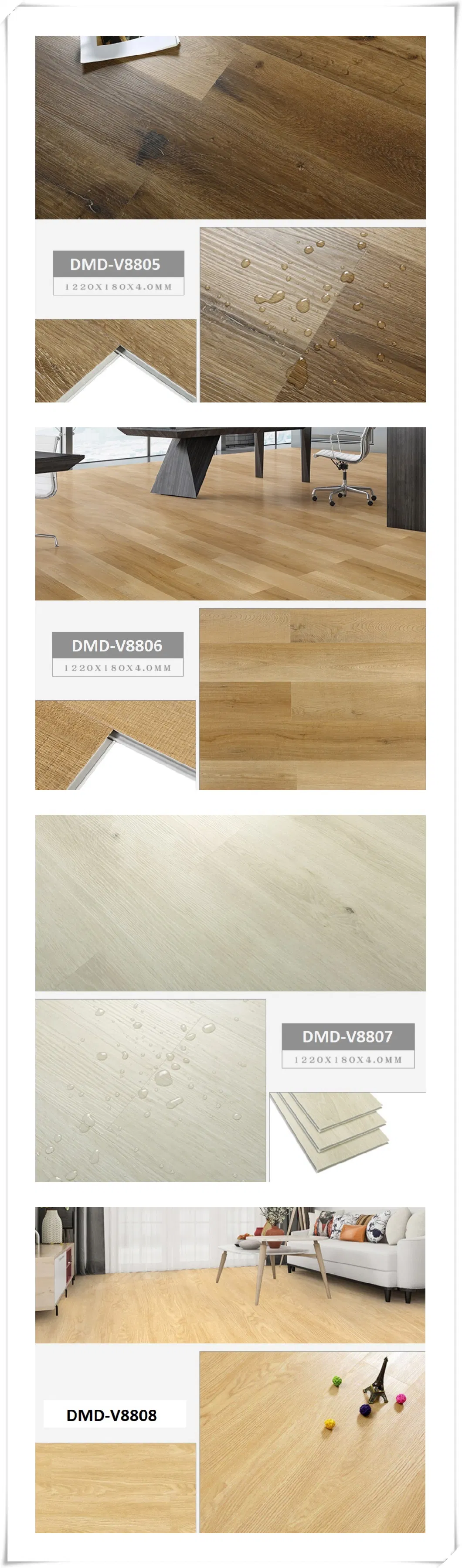 Eir Textured Wood Herringbone Floating Parquet Luxury Rigid PVC Vinyl Plank Spc Flooring in Stock